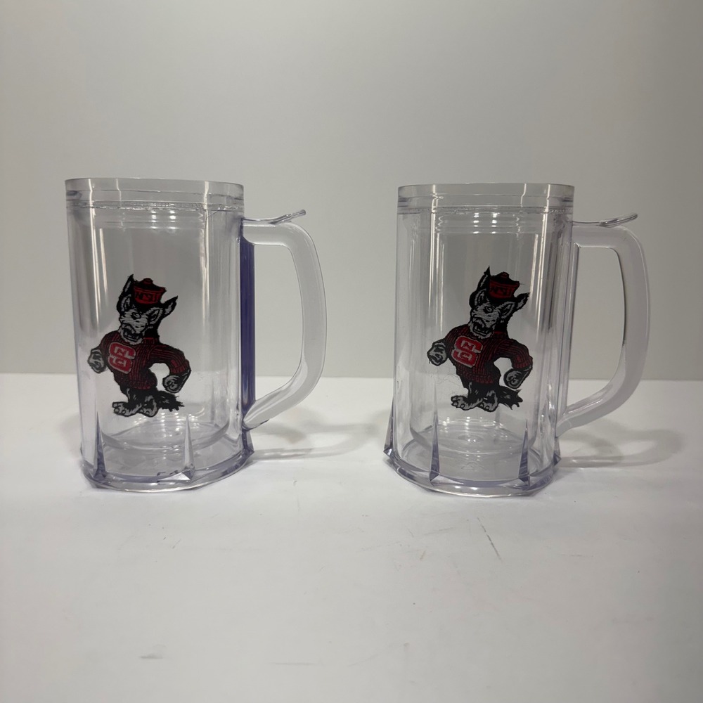 Hunter NC State Wolfpack Tuffy the Wolf Plastic Insulated Mug Set of 2 Clear USA